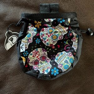 Sugar Skull Chalk/Accessory Bag - Black with Multicolor Floral Skulls